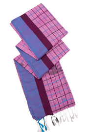 Mauve Bengal Handwoven Cotton Saree 10075338