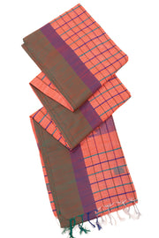 Peach Bengal Handwoven Cotton Saree 10075339