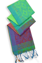 Green Bengal Handwoven Jamdani Style Cotton Saree 10075343