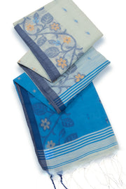 Beige Bengal Handwoven Jamdani Style Cotton Saree 10075346