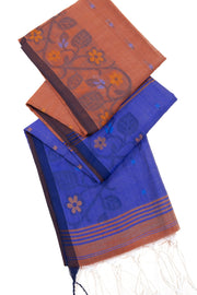 Brown Bengal Handwoven Jamdani Style Cotton Saree 10075348