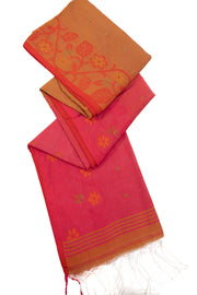 Brown Bengal Handwoven Jamdani Style Cotton Saree 10075349