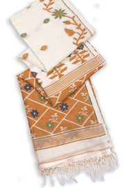 Cream Bengal Handwoven Cotton Saree 10075352
