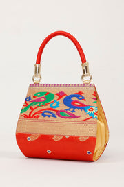 Orange Handcrafted Paithani Potli Bag - Avishya