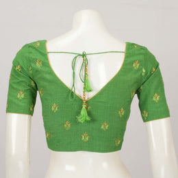 Green Aari Embroidered Silk Cotton Blouse  - Avishya