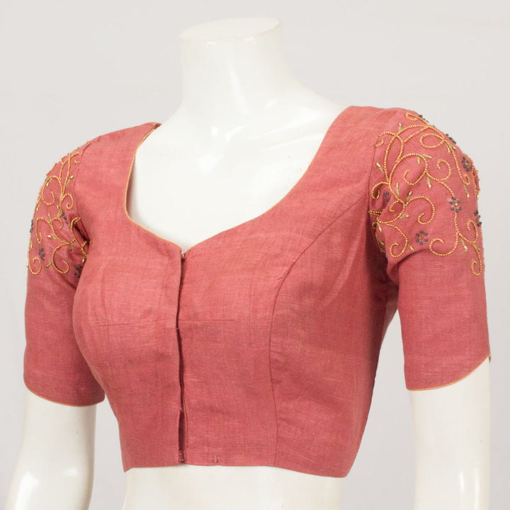 Brown Embroidered Tussar Silk Blouse - Avishya