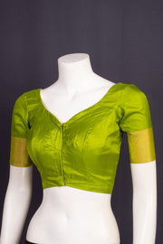 Spring Gold Green Kanjivaram Silk Blouse 10076648