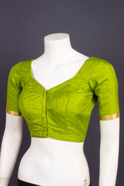 Spring Gold Green Kanjivaram Silk Blouse 10076650