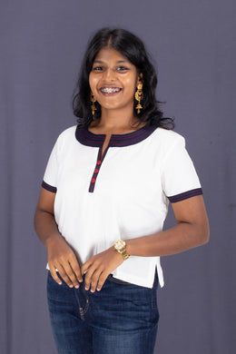 White Boat Neck Cotton Crop Top 10068094