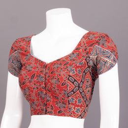 Red Ajrakh Printed Cotton Blouse 10068207 - Avishya