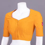 Yellow Embroidered Mangalgiri Cotton Blouse 10068954 - Avishya