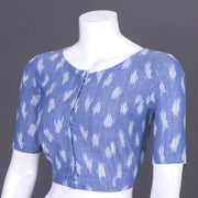 Blue Handcrafted Ikat Cotton Blouse 10069582 - Avishya