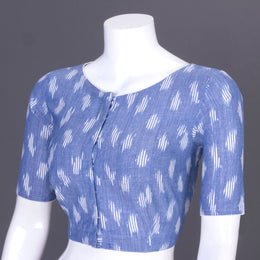 Blue Handcrafted Ikat Cotton Blouse 10069582 - Avishya