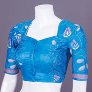 Blue Kantha Embroidered Tussar Blouse 10069587 - Avishya