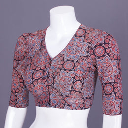 Black Ajrakh Printed Cotton Blouse 10069603 - Avishya