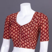 Maroon Handblock Printed Cotton Blouse 10069606 - Avishya