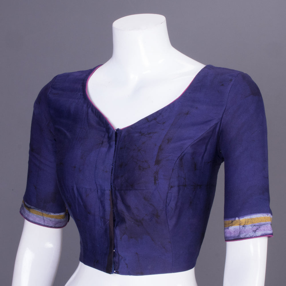 Royal Blue Batik Handpainted Cotton Blouse - Avishya