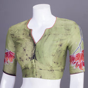 Sage Green Batik Handpainted Cotton Blouse 10070210  - Avishya