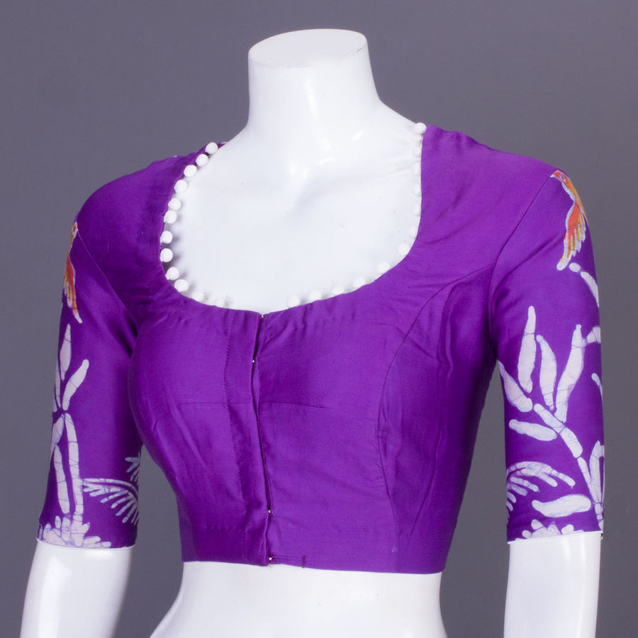 Violet Batik Handpainted Cotton Blouse - Avishya