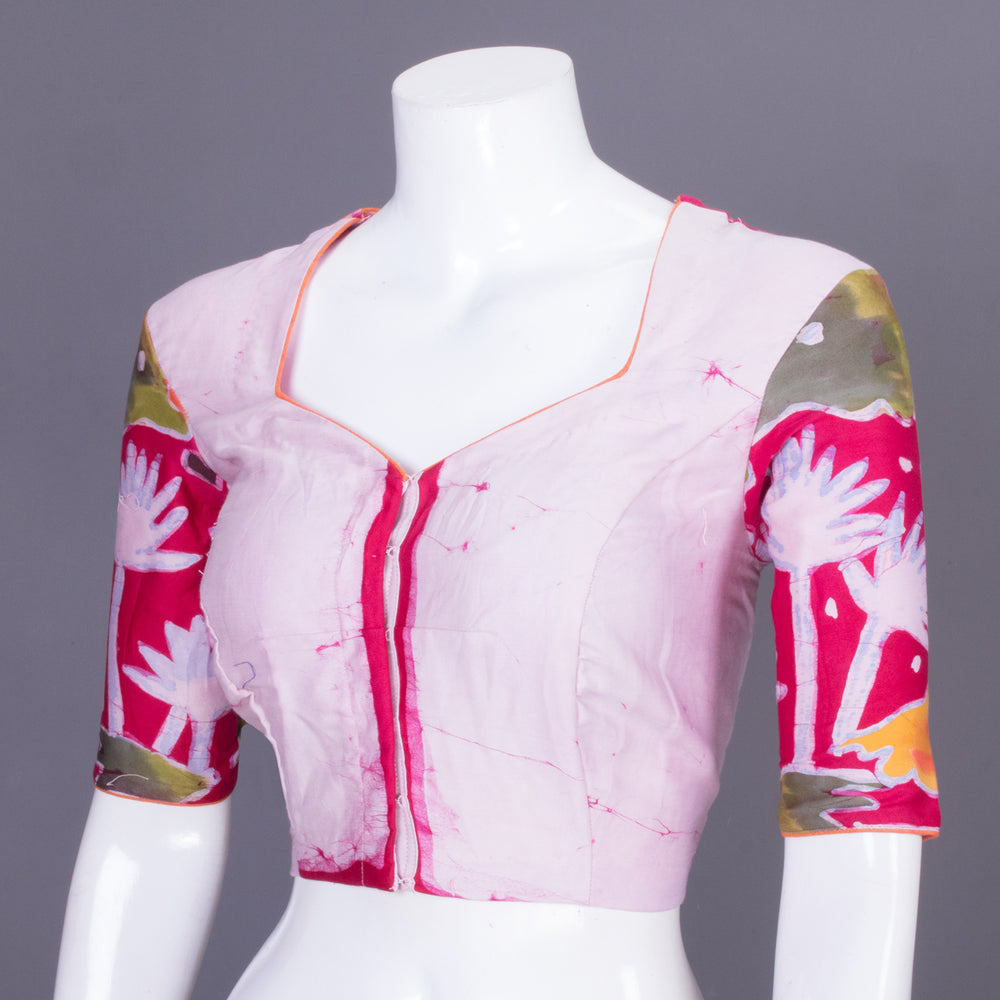 Pink Batik Handpainted Cotton Blouse-Avishya
