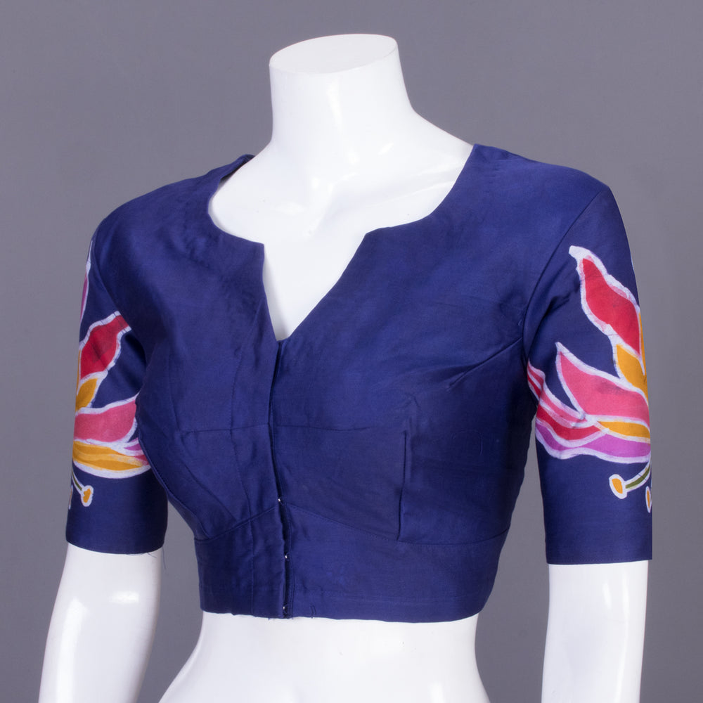 Royal Blue Batik Handpainted Cotton Blouse-Avishya