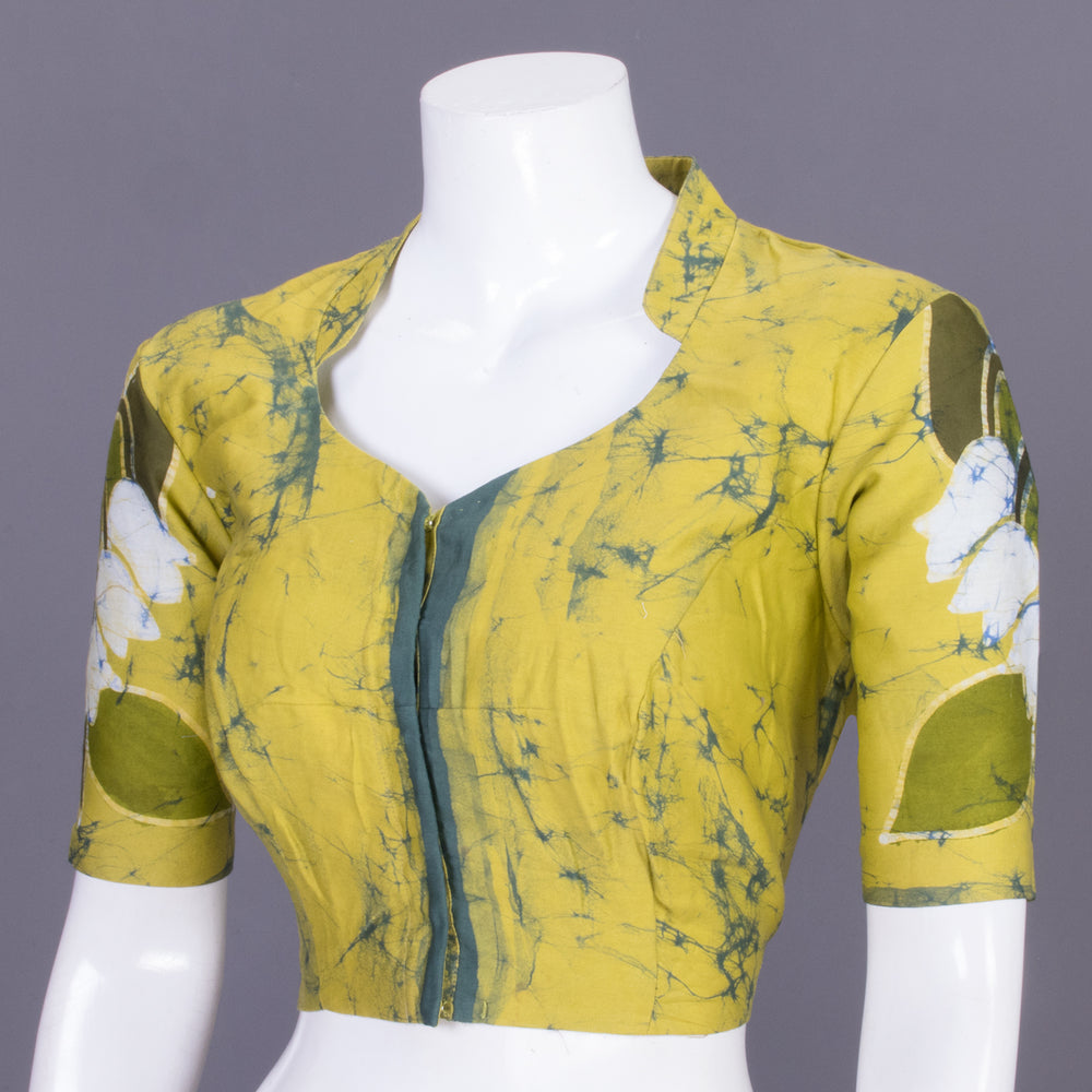 Yellow Batik Handpainted Cotton Blouse-Avishya