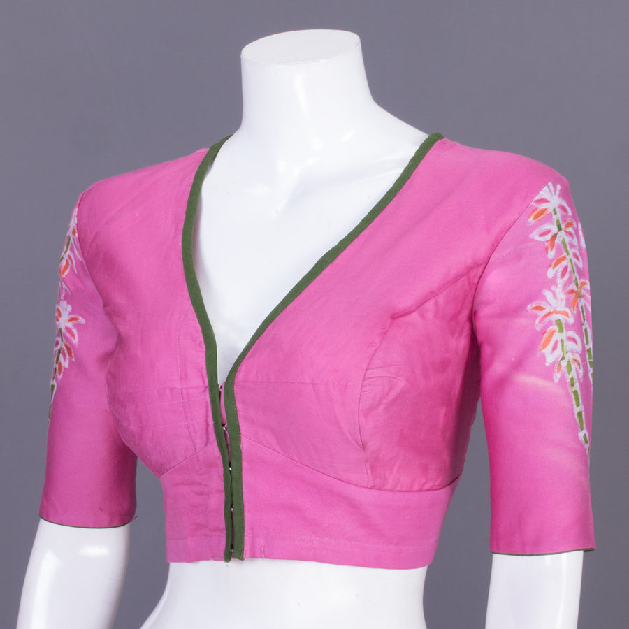 Pink Batik Handpainted Cotton Blouse -Avishya