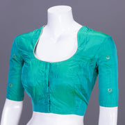 Ocean Blue Aari Embroidered Tussar Silk Blouse 10077730