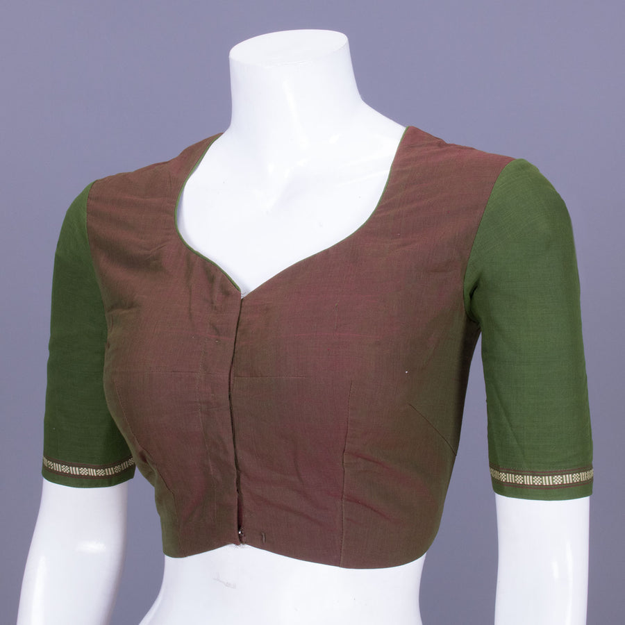 Brownish Green Andhra Cotton Blouse 10070417