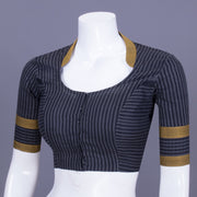 Coal Black Andhra Cotton Blouse 10070420
