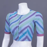 Steel Blue Striped Andhra Cotton Blouse 10070422