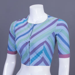 Steel Blue Striped Andhra Cotton Blouse 10070422