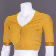 Mustard Yellow Aari Embroidered Mangalgiri Cotton Blouse 10077746