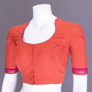 Brick Orange Embroidered Mangalgiri Cotton Blouse 10077751