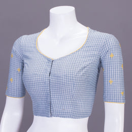 Grey Slub Cotton Hand Embroidered Blouse 10070756