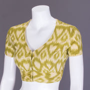 Green Handcrafted Ikat Cotton Blouse 10070837