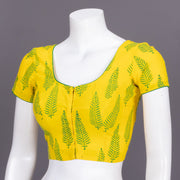 Yellow Kutchi Hand Block Printed Cotton Blouse 10072229
