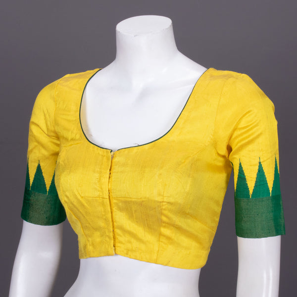 Yellow Handcrafted Raw Silk Blouse 10072432 – Avishya.com