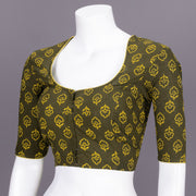 Green  Kutchi Hand Block Printed Cotton Blouse 10072457