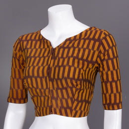 Brown Ikat Cotton Blouse 10072478
