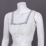 White Slub Cotton Embroidered Blouse 10072485