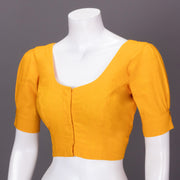 Yellow Handcrafted Slub Cotton Solid Style Blouse 10073192