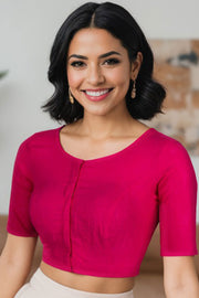 Pink Handcrafted Cotton Solid Blouse 10073210