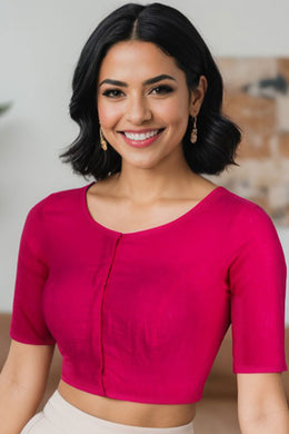 Pink Handcrafted Cotton Solid Blouse 10073210