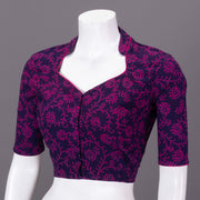 Purple Kutchi Hand Block Printed Cotton Blouse 10073264