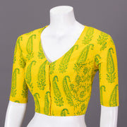 Yellow Kutchi Hand Block Printed Cotton Blouse 10073265