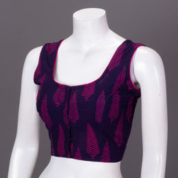 Purple  Kutchi Hand Block Printed Cotton Blouse 10073267