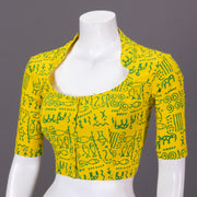 Yellow Kutchi Hand Block Printed Cotton Blouse 10073268