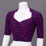 Purple Kutchi Hand Block Printed Cotton Blouse 10073269