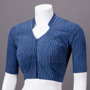 Indigo Hand Block Printed Cotton Blouse 10073288